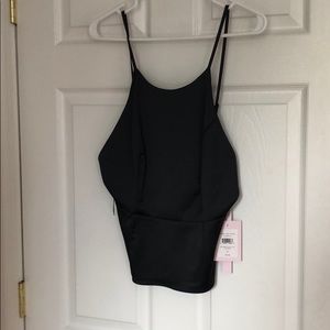 Avec les filles black silk top low back